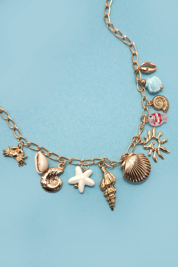 CHARM NECKLACE - SEASHELL LOCKET PUKA FISH SEA LIFE - The Edit LLC