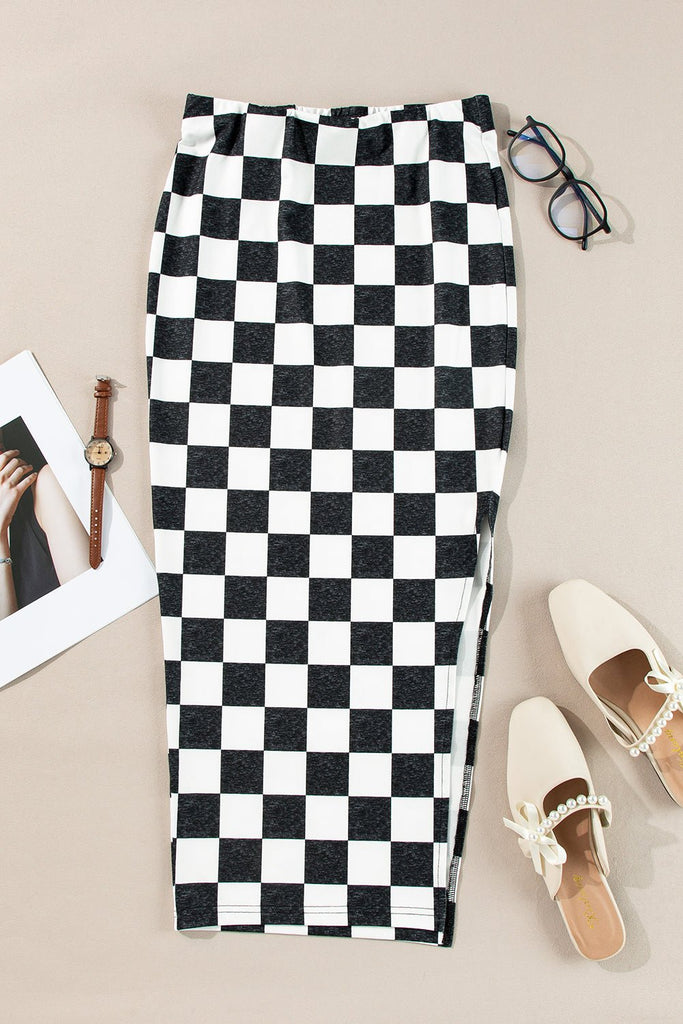 Checkered Midi Skirt - The Edit LLC