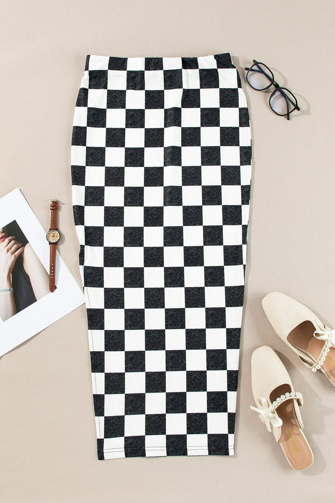 Checkered Midi Skirt - The Edit LLC