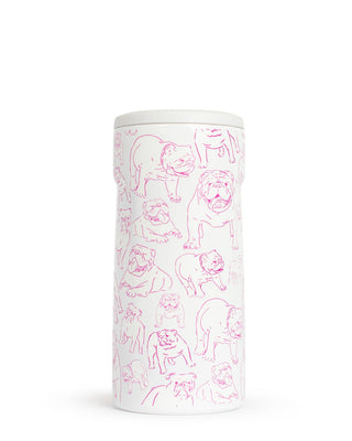 Chelsea Bulldog Insulated Slim Can Cooler White/Pink 12oz - The Edit LLC