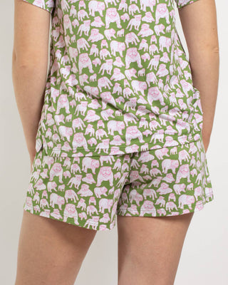 Chelsea Bulldog Sleep Shorts Green/Pink/White - The Edit LLC