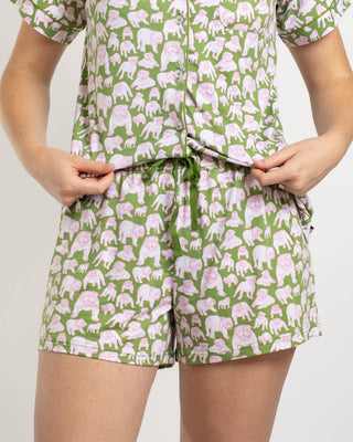 Chelsea Bulldog Sleep Shorts Green/Pink/White - The Edit LLC