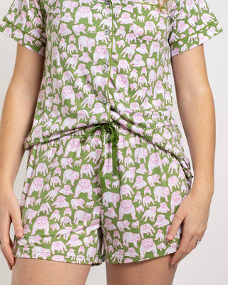 Chelsea Bulldog Sleep Shorts Green/Pink/White - The Edit LLC