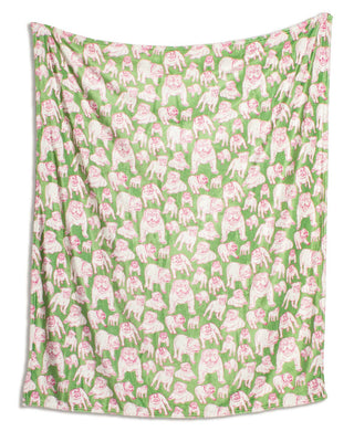 Chelsea Bulldog Throw - Green/Pink - The Edit LLC