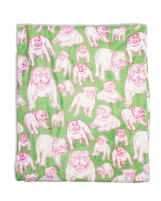 Chelsea Bulldog Throw - Green/Pink - The Edit LLC