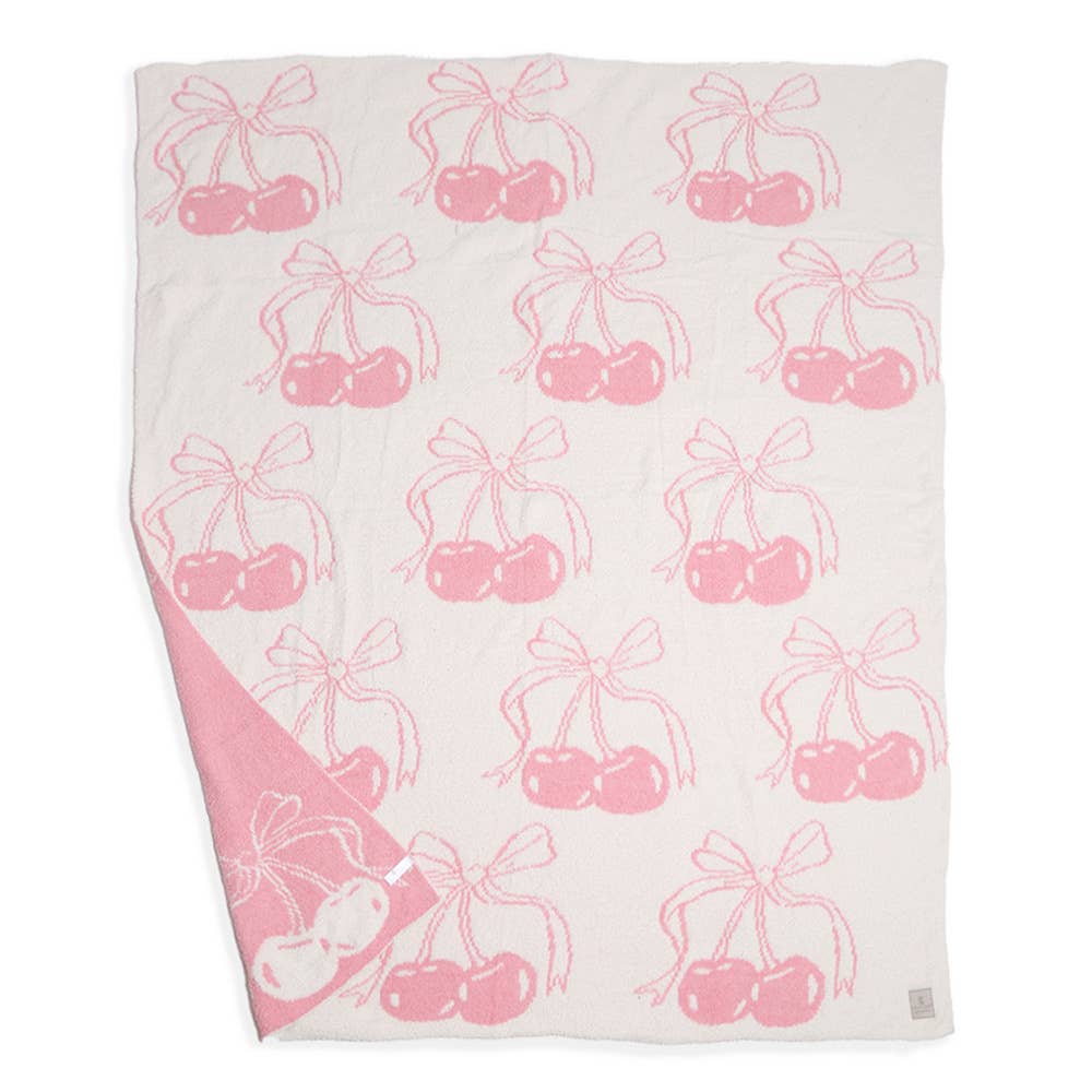 Cherry with Ribbon Reversible Throw Blanket - The Edit LLC