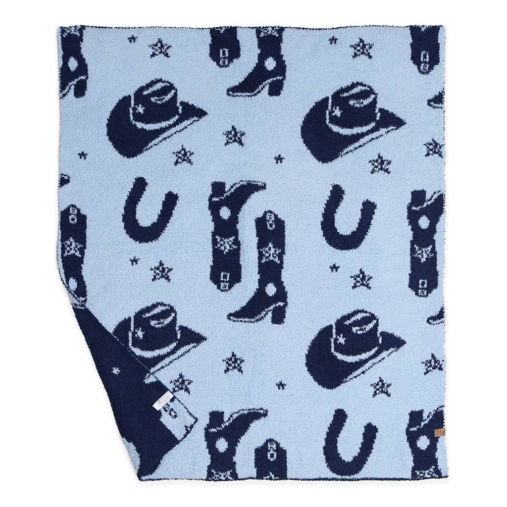 Child's Cow Boy or Girl Pattern Throw Blanket: NAVY / ONE SIZE - The Edit LLC