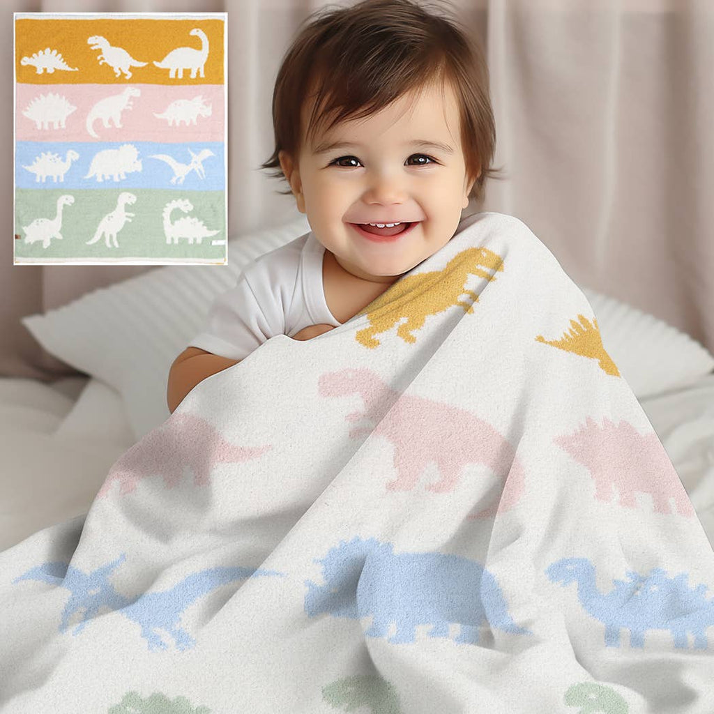 Child's Multi Dinosaur Pattern Throw Blanket: MULTI / ONE SIZE - The Edit LLC