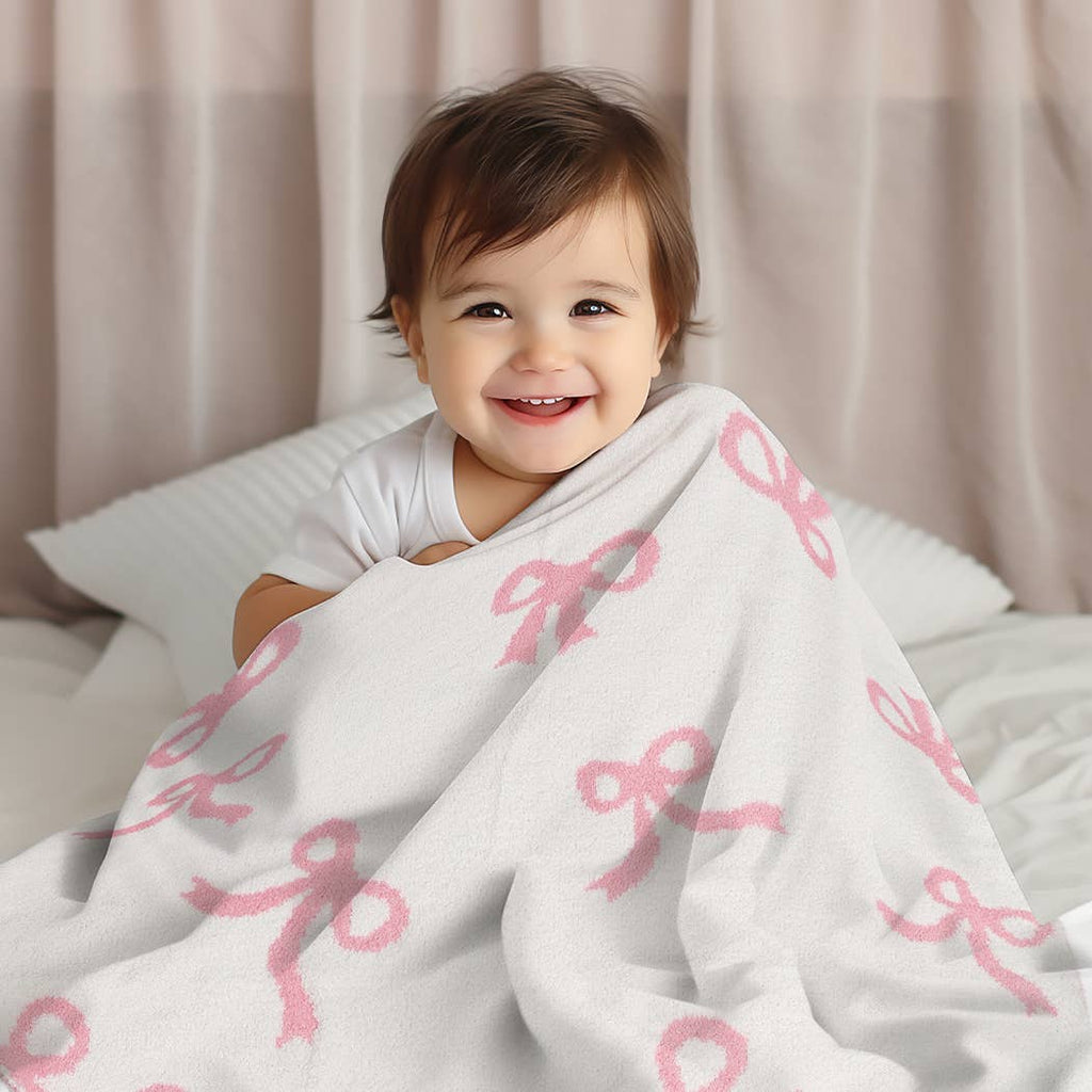 Child's Ribbon Pattern Throw Blanket: RIBBON / ONE SIZE - The Edit LLC