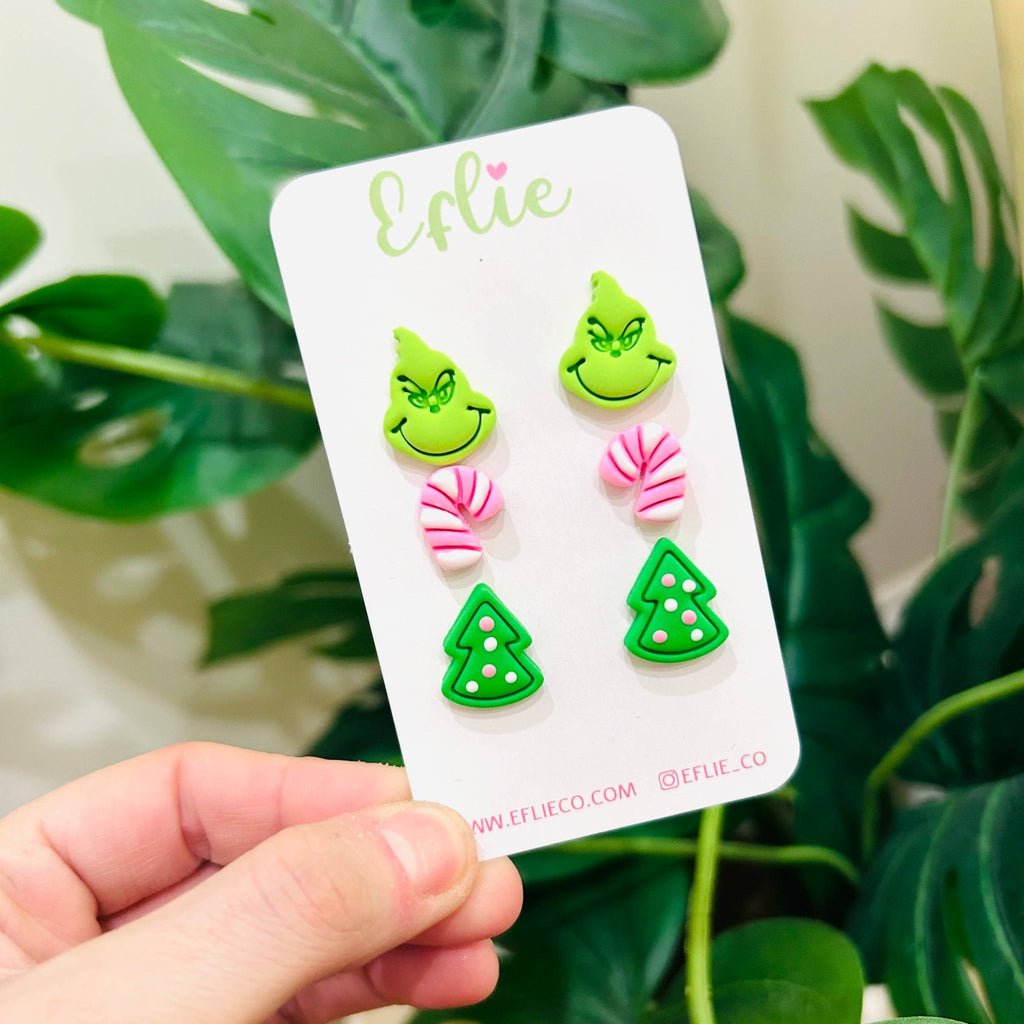 Christmas Grinch Studs Earrings | Cat In Hat Jewelry Gift - The Edit LLC