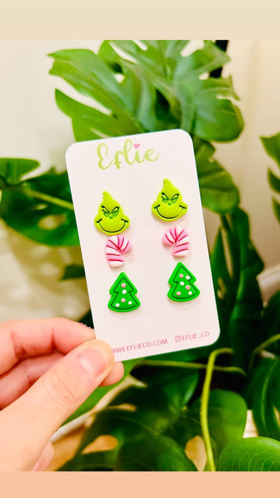Christmas Grinch Studs Earrings | Cat In Hat Jewelry Gift - The Edit LLC