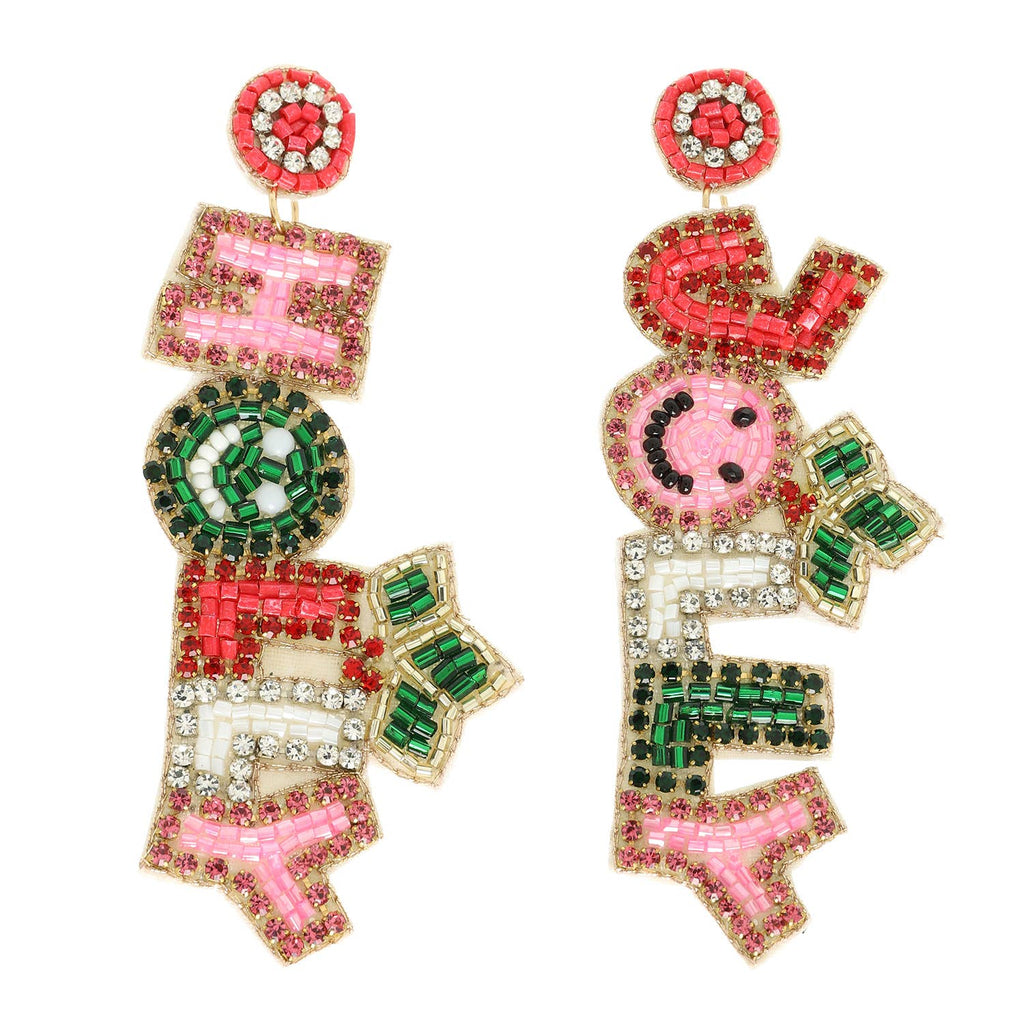 Christmas Holly Jolly Long Drop Earrings - The Edit LLC