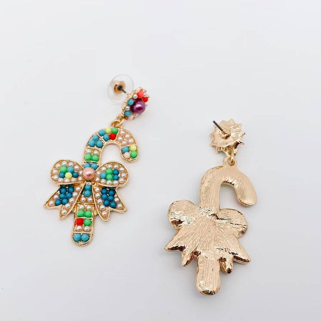 Christmas Jewelry Colorful Bow Crutch Post Earrings - The Edit LLC