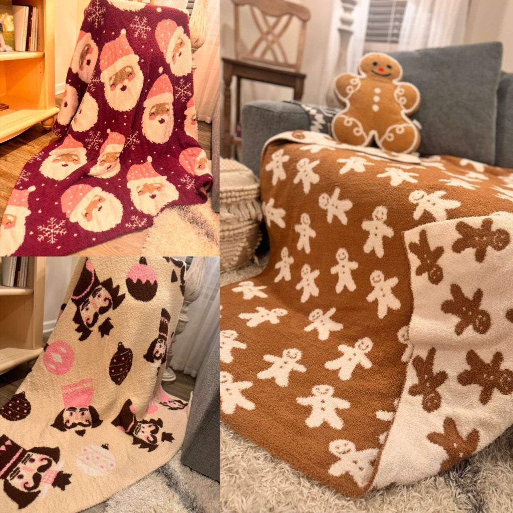 Christmas LuxeBlankets: Reversible Gingerbread - The Edit LLC