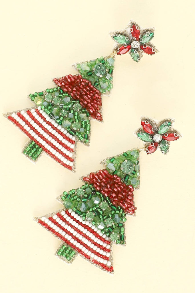 Christmas Tree Jeweled Post Earrings - The Edit LLC