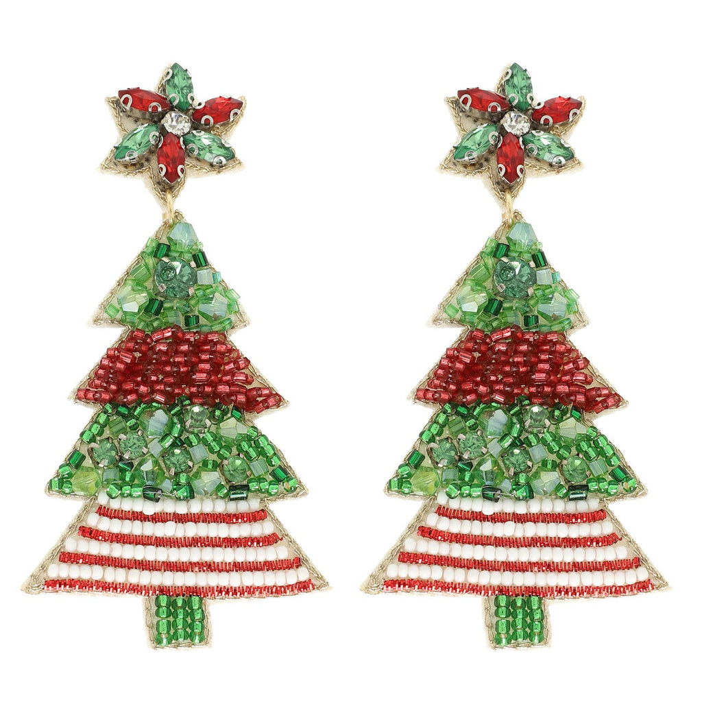 Christmas Tree Jeweled Post Earrings - The Edit LLC