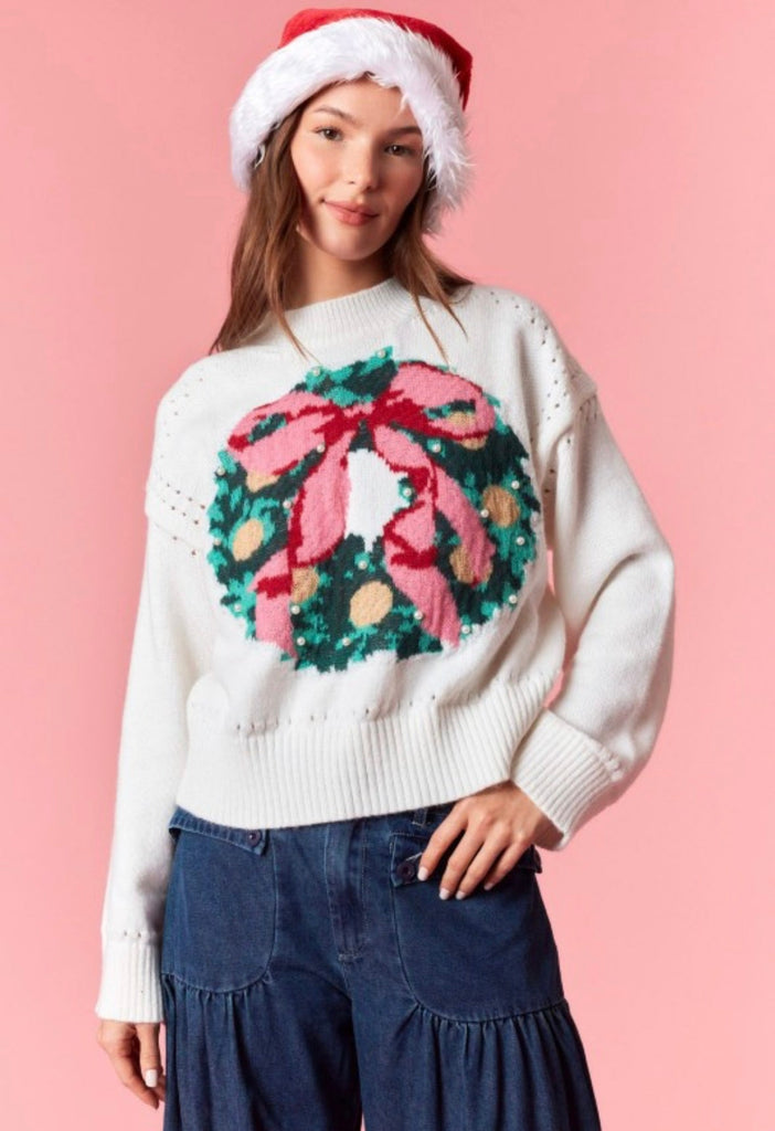 Christmas Wreath Sweater - The Edit LLC