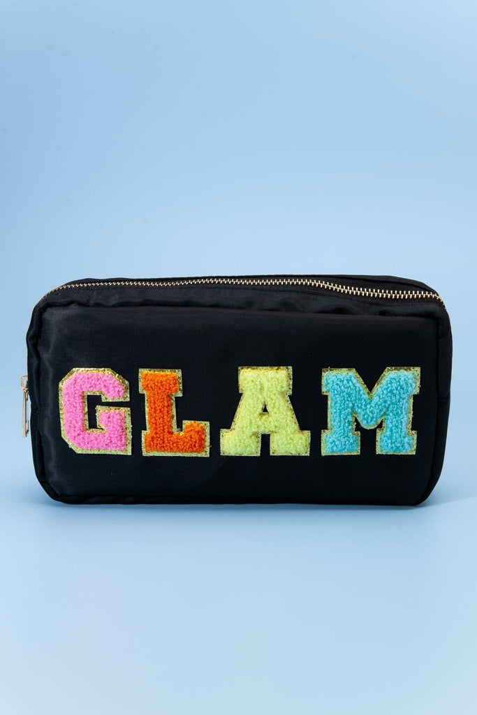 CLASSIC GLAM SMALL TRAVEL COSMETIC MAKEUP POUCH | 40P507: Black - The Edit LLC