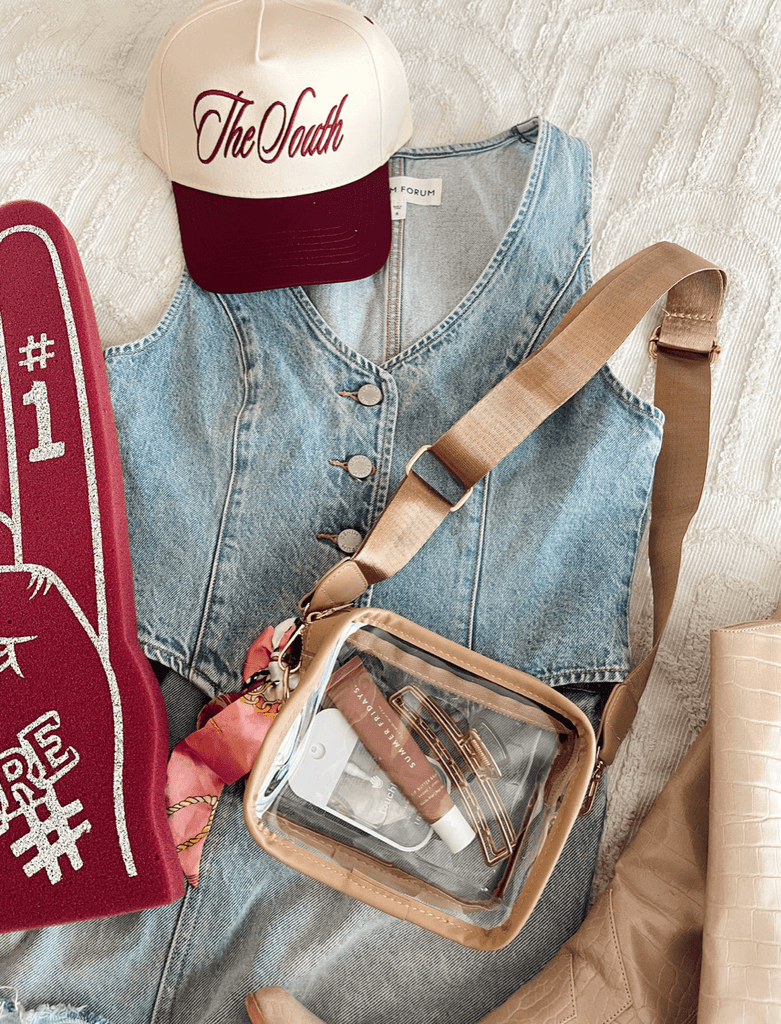 Clear Gameday Purse - Football Season: Tan - The Edit LLC