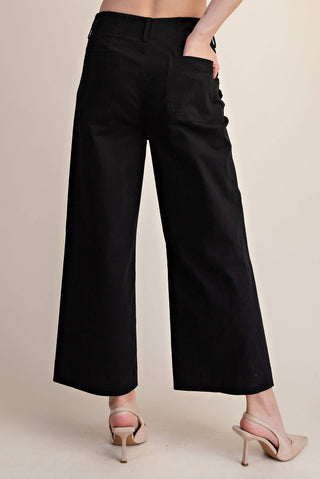 Colette Cropped Scallop Pocket Detail Wide-Leg Pants: Burgundy / S - The Edit LLC