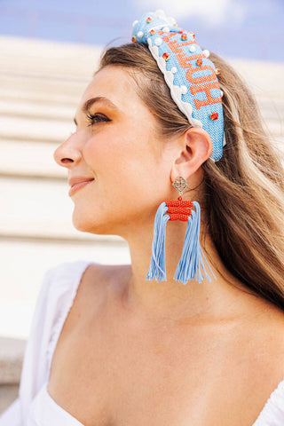Color Block Tassel Earrings - Powder Blue and Red - The Edit LLC
