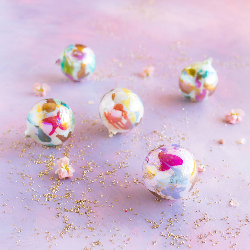 Color Couture Ball Orn, 5 Asst, Glass, 4.5" - The Edit LLC