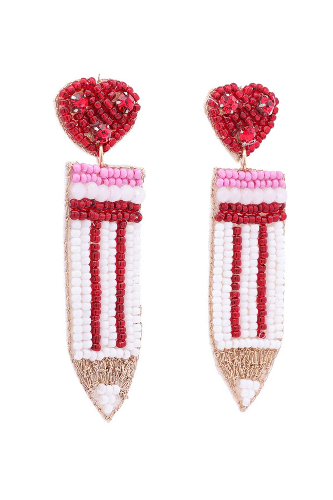 Color Crayon Pencil Beaded Drop Earrings - The Edit LLC