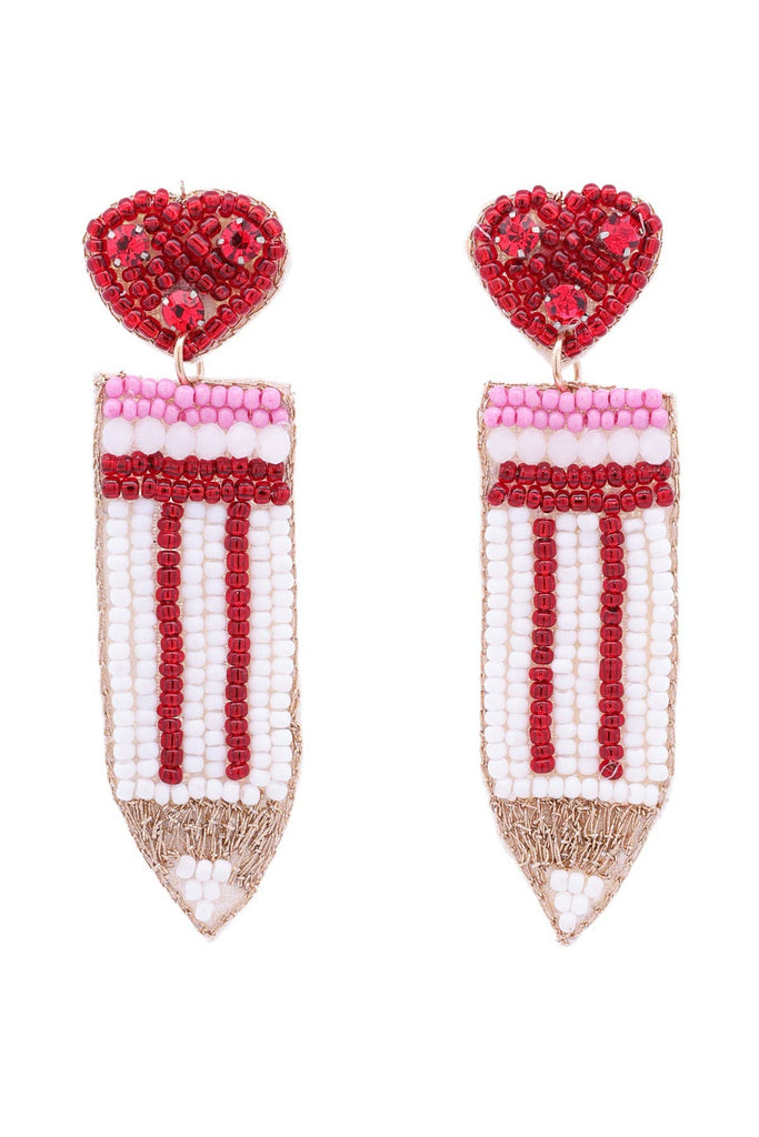 Color Crayon Pencil Beaded Drop Earrings - The Edit LLC