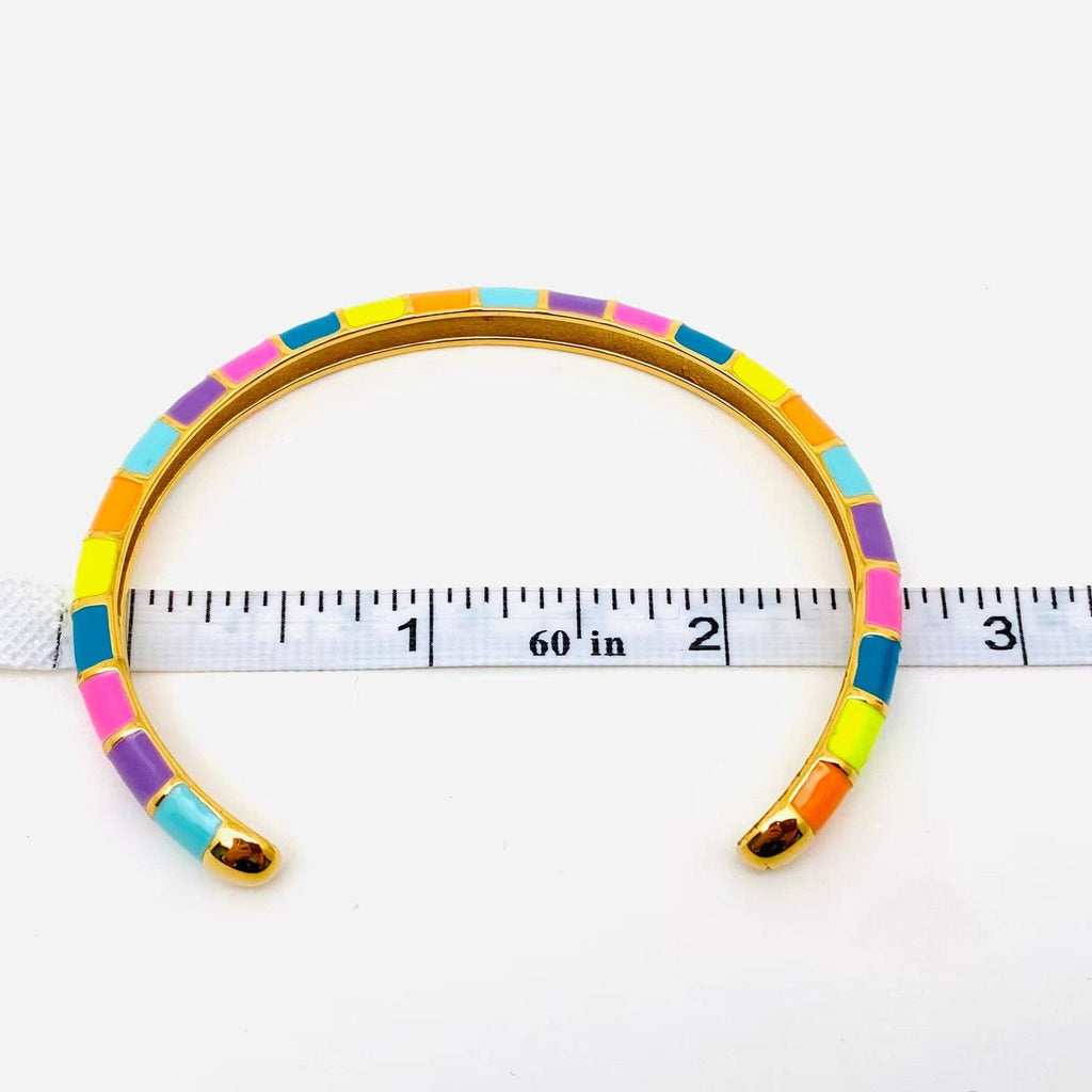 Color Enamel 18K Gold Plated C Shape Cuff Bangle - FGS: Color - The Edit LLC