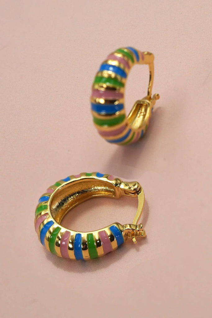 COLORFUL ENAMEL HUGGIE HOOP EARRINGS - The Edit LLC