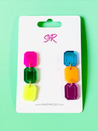 Colorful Medium Gem Dangles - The Edit LLC