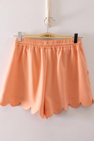Coral Half-Zip Scallop Active Shorts Set - The Edit LLC