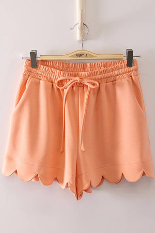 Coral Half-Zip Scallop Active Shorts Set - The Edit LLC