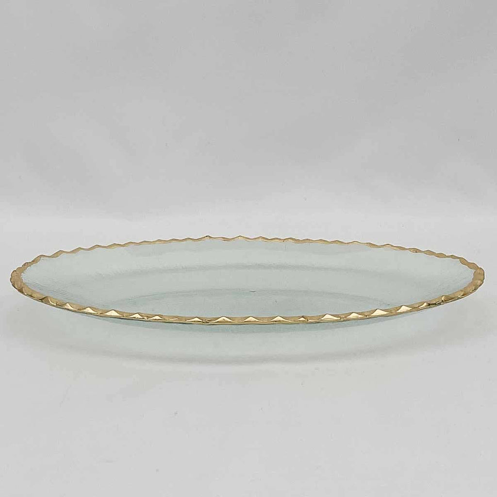 Cordova Oval Serving Tray Clear/Gold 14x8.5 - The Edit LLC