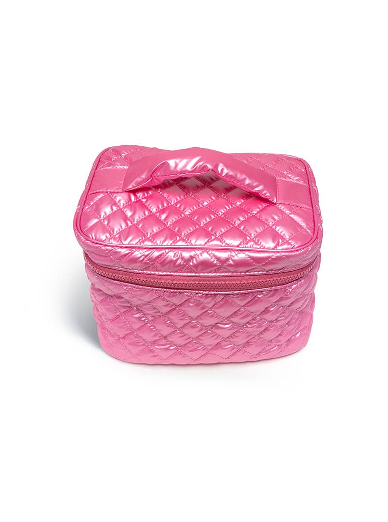 Cosmetic Travel Case / Makeup Bag - Metallic Hot Pink - The Edit LLC