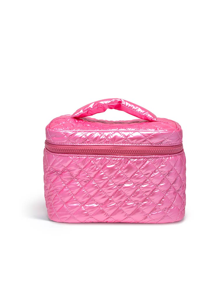 Cosmetic Travel Case / Makeup Bag - Metallic Hot Pink - The Edit LLC