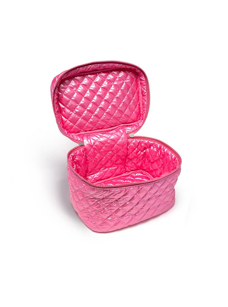 Cosmetic Travel Case / Makeup Bag - Metallic Hot Pink - The Edit LLC