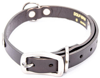Cotton Boll Brown Leather Dog Collar: Small 14"-17" - The Edit LLC