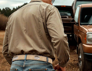 Cotton Boll Men's Leather Belt - Crazy-horse Finish: 38 - The Edit LLC