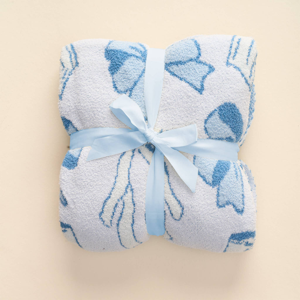 Cozy Dreams Luxe Blanket - Blushing Bows Blue - The Edit LLC