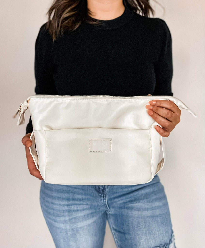Cream Cosmetic Bum Bag, Cosmetic Pouch, Makeup Pouch, Travel - The Edit LLC