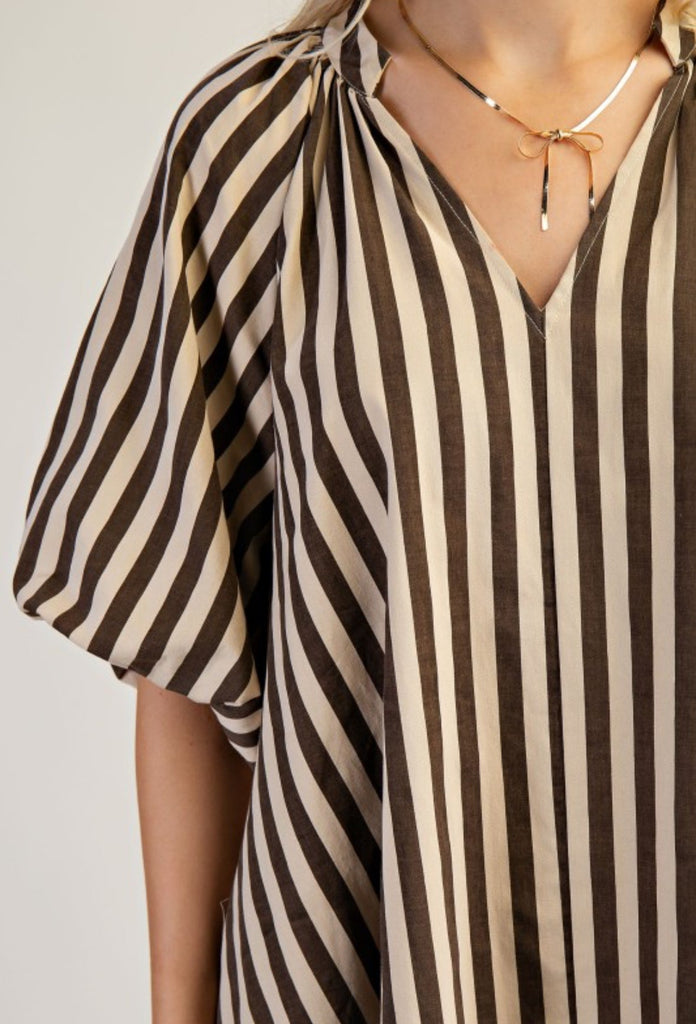Cream Striped Dress - The Edit LLC