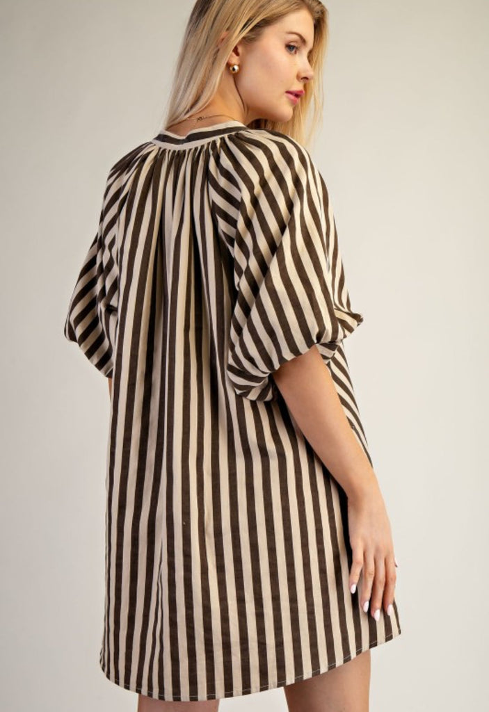 Cream Striped Dress - The Edit LLC