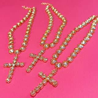 Cross Keshia Gold Rhinestone Necklace - The Edit LLC