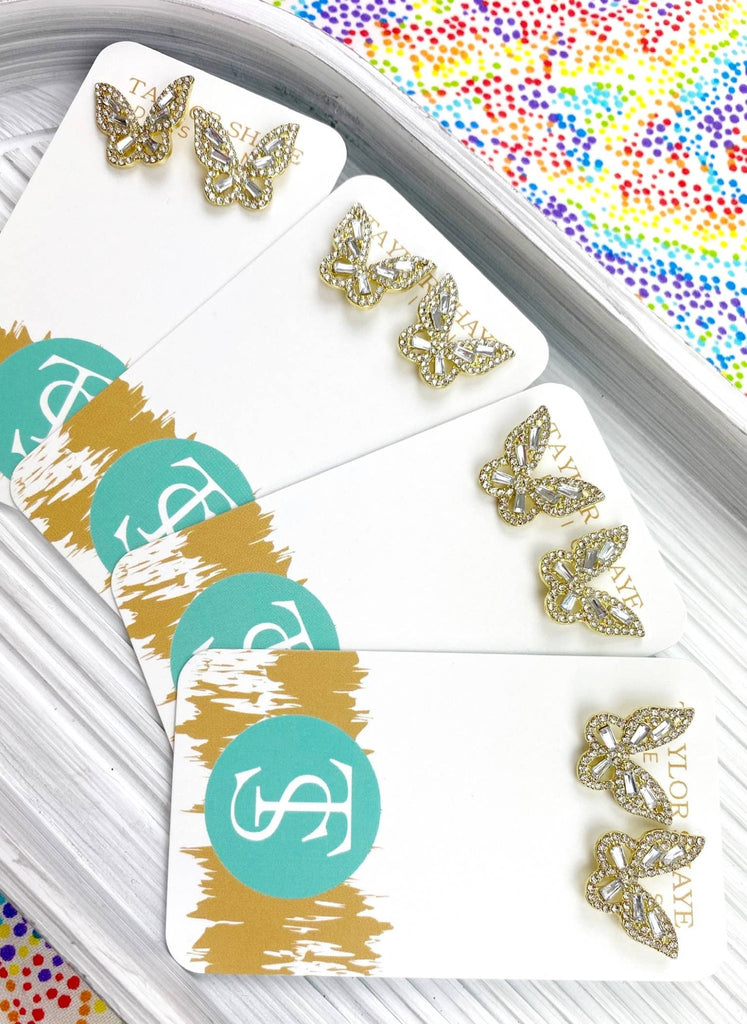 Crystal Butterfly Studs: Crystal - The Edit LLC