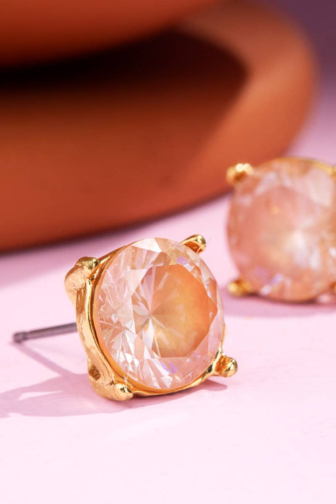 Cubic Zirconia Earrings: Peach / OS - The Edit LLC