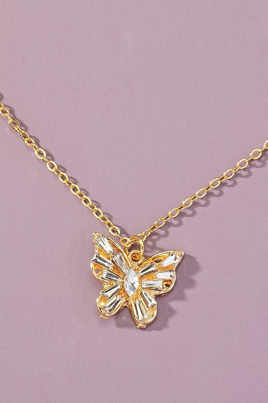 CZ BUTTERFLY PENDANT NECKLACE - The Edit LLC