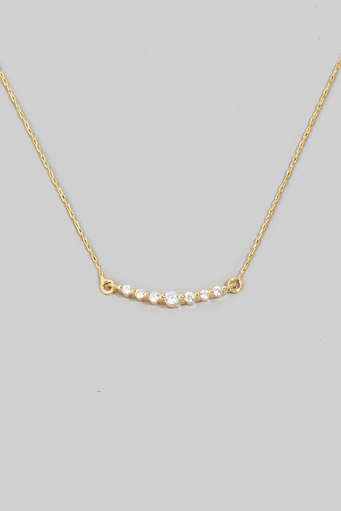 Cz Studded Bar Pendant Necklace: G - The Edit LLC