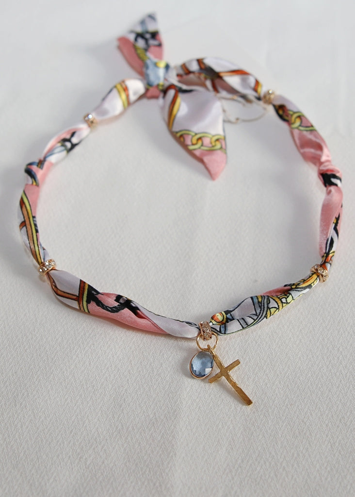 Dainty Cross Scarf Necklace - The Edit LLC