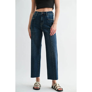 Dark Marine Super High Wide Leg Ankle - The Edit LLC